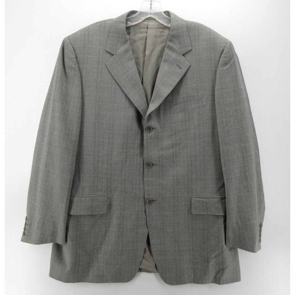 Canali Sport Coat 44 Blazer Wool Windowpane Check Jacket Classic Italy